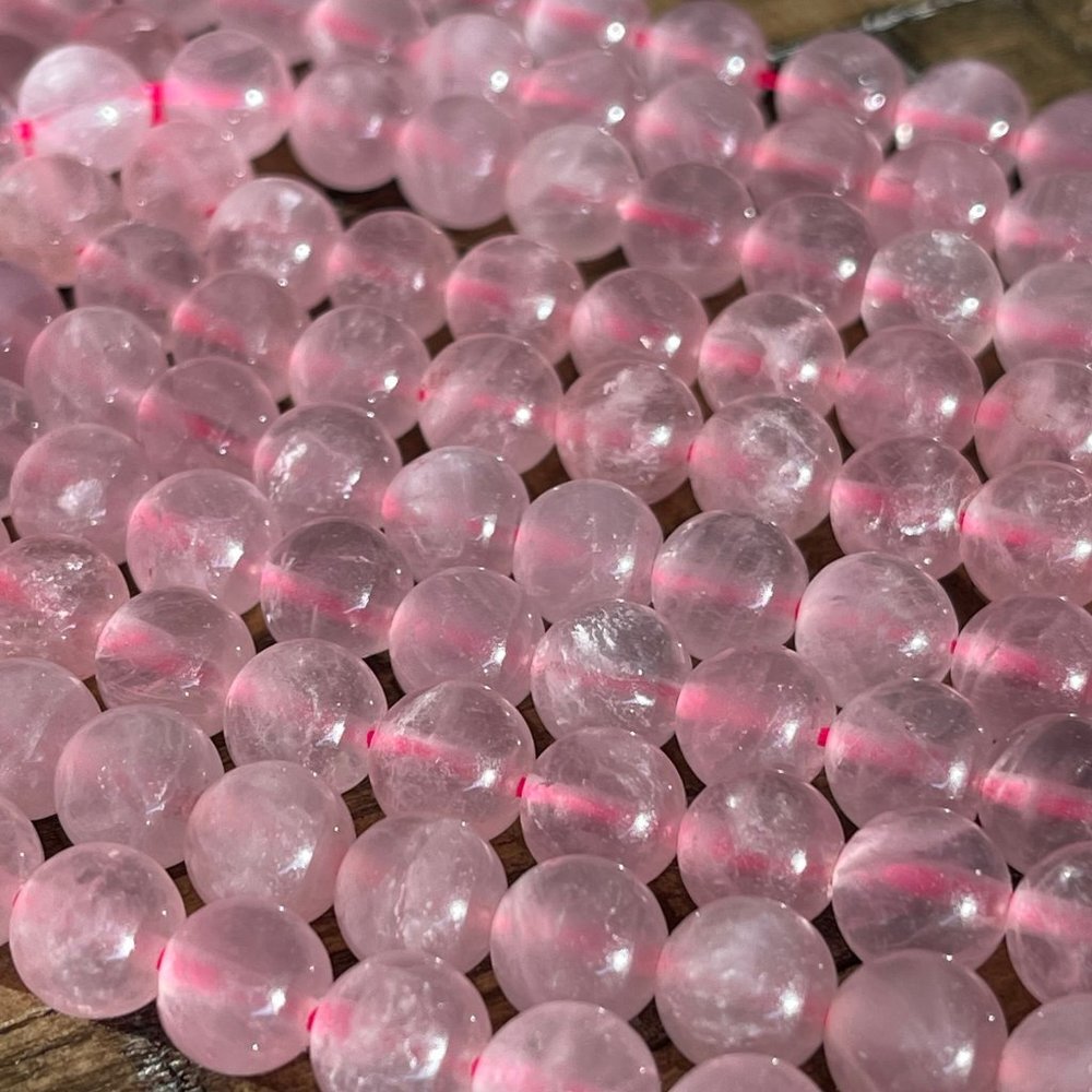 Natural Pink Quartz Round Bead Strand - 4mm - 6mm - 8mm - Picture 3 of 5